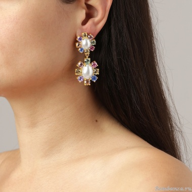 Серьги Dyrberg Kern, LINA SG PASTEL MULTI / WHITE PEARL, 460507 Серьги Dyrberg Kern, LINA SG PASTEL MULTI / WHITE PEARL, 460507