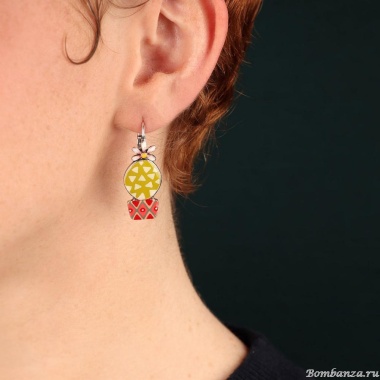 Серьги TARATATA, Cactus, асимметричные, с цветной смолой, TT-E25-05749-10M серебристый