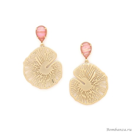 Серьги ORI TAO, Water Lily, с палаванским перламутром, OT25.1-12-32092 коралловый