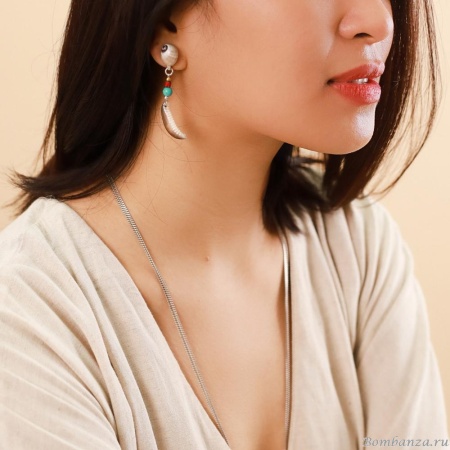 Серьги Nature Bijoux, Zapatera, с ракушками, говлитом и родонитом, NB23.1-12-78394 серебристый Серьги Nature Bijoux, Zapatera, с ракушками, говлитом и родонитом, NB23.1-12-78394 серебристый