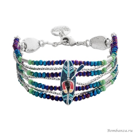 Браслет Taratata, Canoe, серебристый, со стеклянными бусинами и цветной эмалью, TT-E20-13322-10M