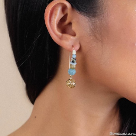 Серьги Franck Herval, Baya, амазонит, бусины, кость, FH24.2-12-68978 золотистый Серьги Franck Herval, Baya, амазонит, бусины, кость, FH24.2-12-68978 золотистый