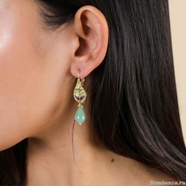 Серьги Franck Herval, Celinda, авантюрин, Swarovski, цветная эмаль, FH25.2-12-69734 зеленый