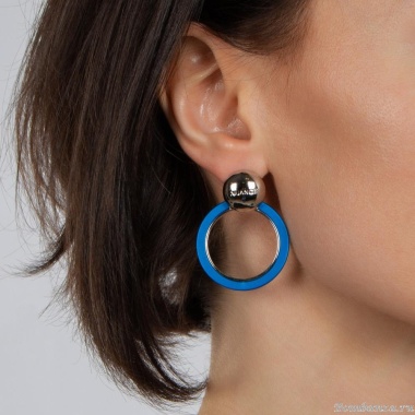 Серьги Nuance, Nuance, асимметричные, с подвесками-кольцами, NFN-23.12-082 серебристый