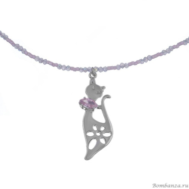 Колье Lanzerotti, Glicine, подвеска-кошка, кристаллы, LZ-24.04-215 розовый
