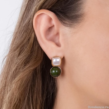 Серьги Moon Paris, с акриловыми вставками, Mo-Y24.06-062 зеленый