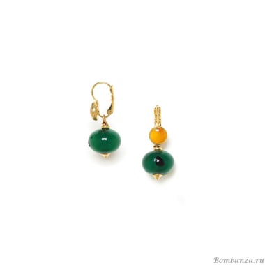 Серьги Nature Bijoux, Agate verde, с жадом и цветной эмалью, NB23.2-12-79068 зеленый