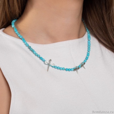 Колье Lanzerotti, Marino, с бирюзой и подвесками-стрекозами, LZ-25.06-151 голубой