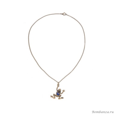 Колье Alcozer&J, лягушка с лазуритом, жемчугом, грантом, AL2502-C138LP24 синий