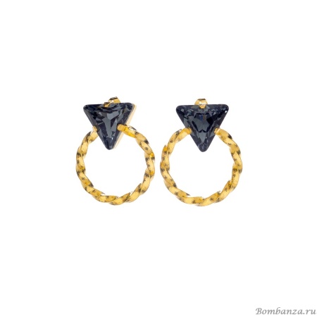 Серьги Catherine Bijoux, The three sides of the triangle, с кристаллом, CB25.1-5307FG серый