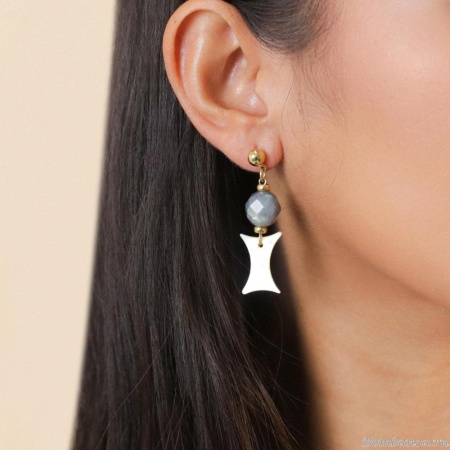 Серьги Nature Bijoux, Eclipse, с лабрадоритом и перламутром, NB25.2-12-90254 серый