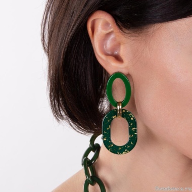 Серьги Moon Paris, Lorian, с овальной подвеской, ML-22.10-023 зеленый Серьги Moon Paris, Lorian, с овальной подвеской, ML-22.10-023 зеленый