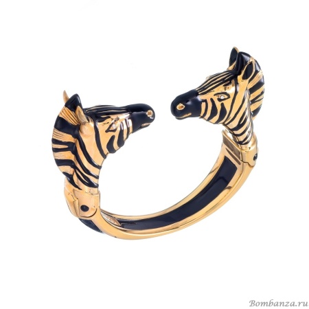 Браслет Polina Firenze, кафф, зебра с кристаллами и эмалью, PF25.2-BR4286 золотистый