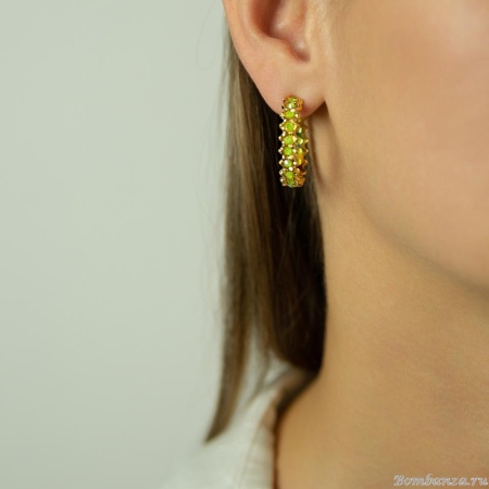 Серьги Catherine Bijoux, Crystal's dance, полукольца, с кристаллами, CB25.1-5265FG мятный