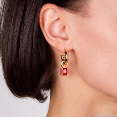 Серьги Moon Paris, Ringo, полукольца, с кристаллом, MR-22.03-012 красный Серьги Moon Paris, Ringo, полукольца, с кристаллом, MR-22.03-012 красный