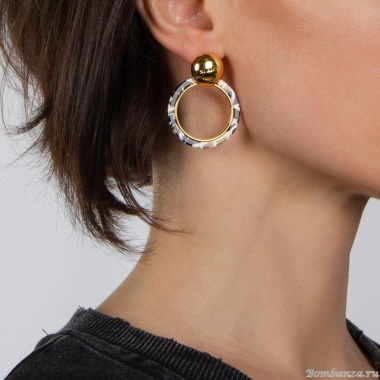 Серьги Nuance, Nuance, асимметричные, с подвесками-кольцами, NFN-23.12-082 золотистый