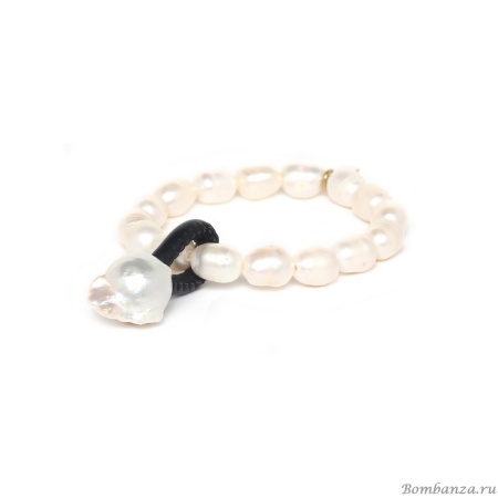 Браслет Nature Bijoux, Moonlight, стрейч, с жемчугом и кожей, NB24.1-13-43561 белый