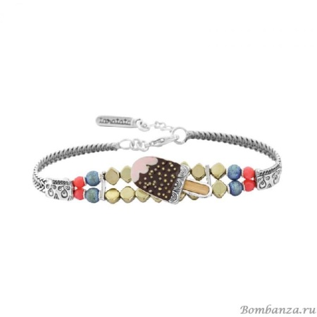 Браслет Taratata, Chouchous, серебристый с цветной эмалью, кристаллами и друзитом,дерево, TT-E19-07313-108