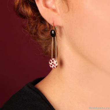 Серьги TARATATA, Magnolia, цветная смола, рисунок, золотая краска, TT-H25-08770-203 красный