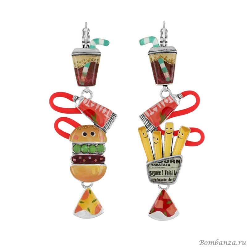 Серьги TARATATA, Ketchup, асимметричные,смола,блестки,микрошарики, TT-W23-08758-10M серебристый