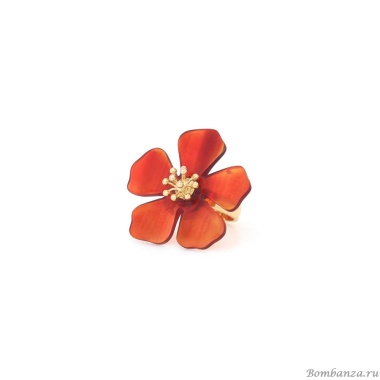 Кольцо Nature Bijoux, Hibiscus, разъемное, в форме цветка из рога, NB25.1-19-25720 красный