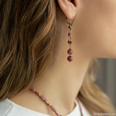 Серьги Lanzerotti, Elisir, с кварцем, турмалином и гранатом, LZ-25.10-302 розовый
