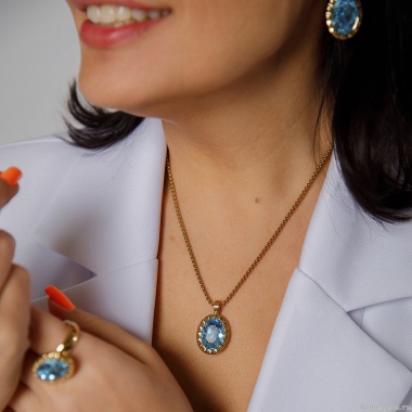 Колье Qudo, TIVOLA UNICA big (G/P) Aquamarine 3cm, 420528 Колье Qudo, TIVOLA UNICA big (G/P) Aquamarine 3cm, 420528