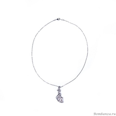 Колье Moon Paris, Nord, гепард с кристаллами и жемчужиной, MoS-21.10-021 серебристый