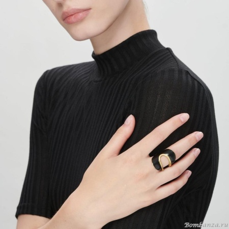 Кольцо Katerina Vassou, Kiran, с элементом в форме диска, KV23.2-305388D черный