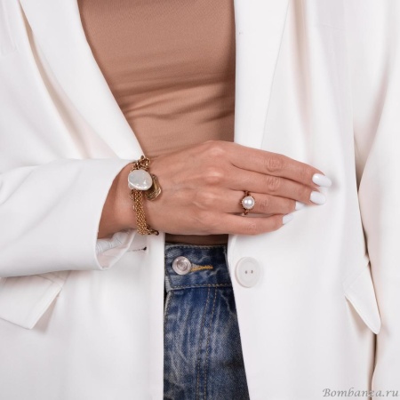 Браслет Alcozer&J, с жемчугом и монетой, AL2312-B48HB23 золотистый