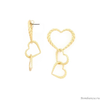 Серьги ORI TAO, Merida, с сердцами, OT24.2-12-32048 золотистый