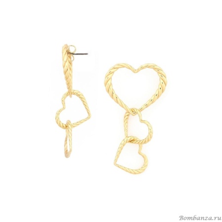 Серьги ORI TAO, Merida, с сердцами, OT24.2-12-32048 золотистый