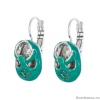 Серьги TARATATA, Cannibalos, серебристые, с зеленой эмалью, TT-T20-50706-107