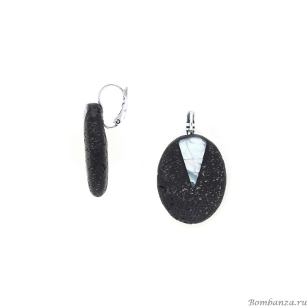 Серьги Nature Bijoux, Volcan, с перламутром и вулканической лавой, NB25.2-12-90347 черный