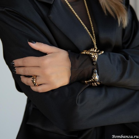 Браслет Polina Firenze, кафф, зебра с кристаллами и эмалью, PF25.2-BR4286 золотистый