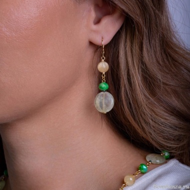 Серьги Lanzerotti, Ispirazione, пренит, гипсан, кристалл, гематит, LZ-24.10-470 мятный Серьги Lanzerotti, Ispirazione, пренит, гипсан, кристалл, гематит, LZ-24.10-470 мятный