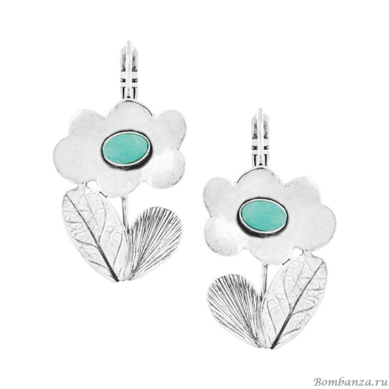 Серьги TARATATA, Opium, с окрашенным нефритом, TT-H25-11792-10T бирюзовый
