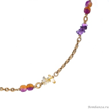 Колье Alcozer&J, с аметистом, цитрином и агатом, AL-C38BK25-R сиреневый