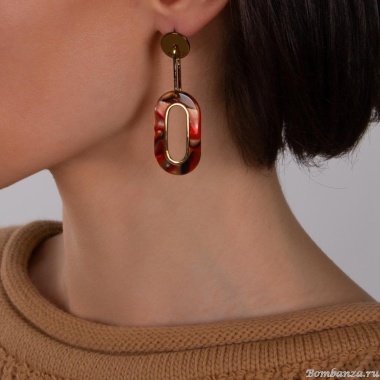 Серьги Nuance, Nuance, асимметричные,овальные подвески, стержнь, NFN-23.12-088 золотистый