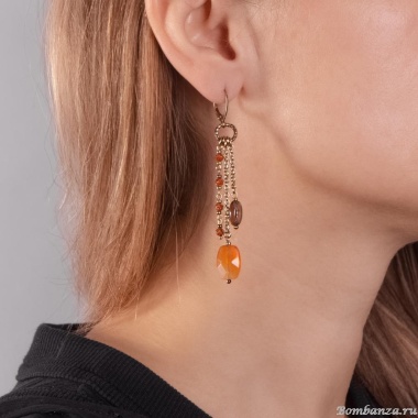 Серьги Lanzerotti, Caramello, сердолик, раухтопаз, авантюрин, LZ-24.11-529 коричневый Серьги Lanzerotti, Caramello, сердолик, раухтопаз, авантюрин, LZ-24.11-529 коричневый