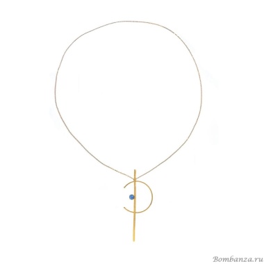 Колье Catherine Bijoux, Half moon, с кристаллом, CB25.1-5355AG голубой