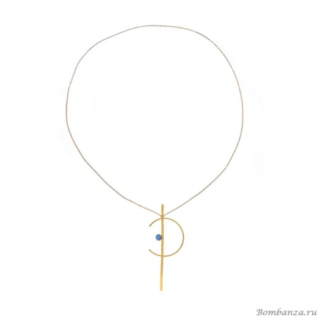 Колье Catherine Bijoux, Half moon, с кристаллом, CB25.1-5355AG голубой