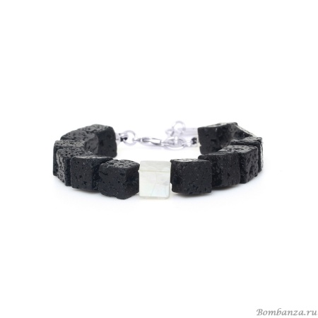Браслет Nature Bijoux, Volcan, перламутр, вулканическая лава, NB25.2-13-44292 черный