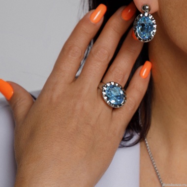 Кольцо Qudo, TIVOLA UNICA big (S/P) Aquamarine 58, 686505 Кольцо Qudo, TIVOLA UNICA big (S/P) Aquamarine 58, 686505