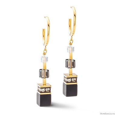 Серьги Coeur de Lion, Black-Gold, 3039/21-1316