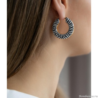 Серьги Francesca Bianchi, кольца, с эмалью, FB25.2-52S золотистый