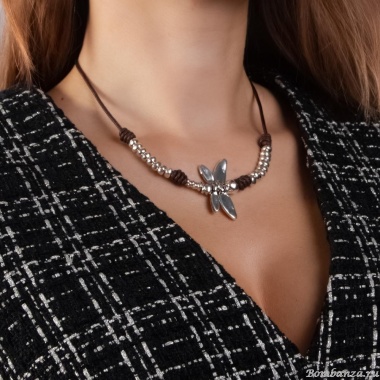 Колье Tucco, Flying, кожаное, со стрекозой, TC25.2-TMC155 золотистый