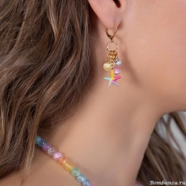 Серьги Lanzerotti, Hello babe!, с селенитом и подвеской-морской звездой, LZ-25.07-198 розовый