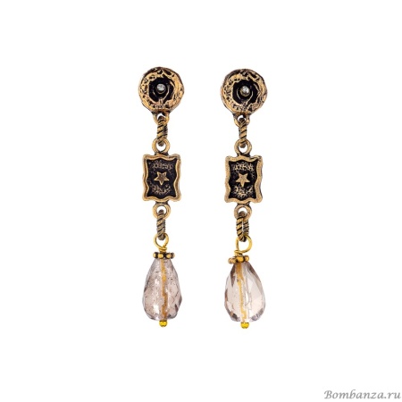 Серьги Alcozer&J, с раухтопазом и кристаллом Swarovski, AL-O38EB24-R золотистый