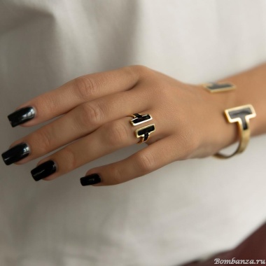 Кольцо Francesca Bianchi, незамкнутое, с эмалью, FB25.2-11E черный, 16,5